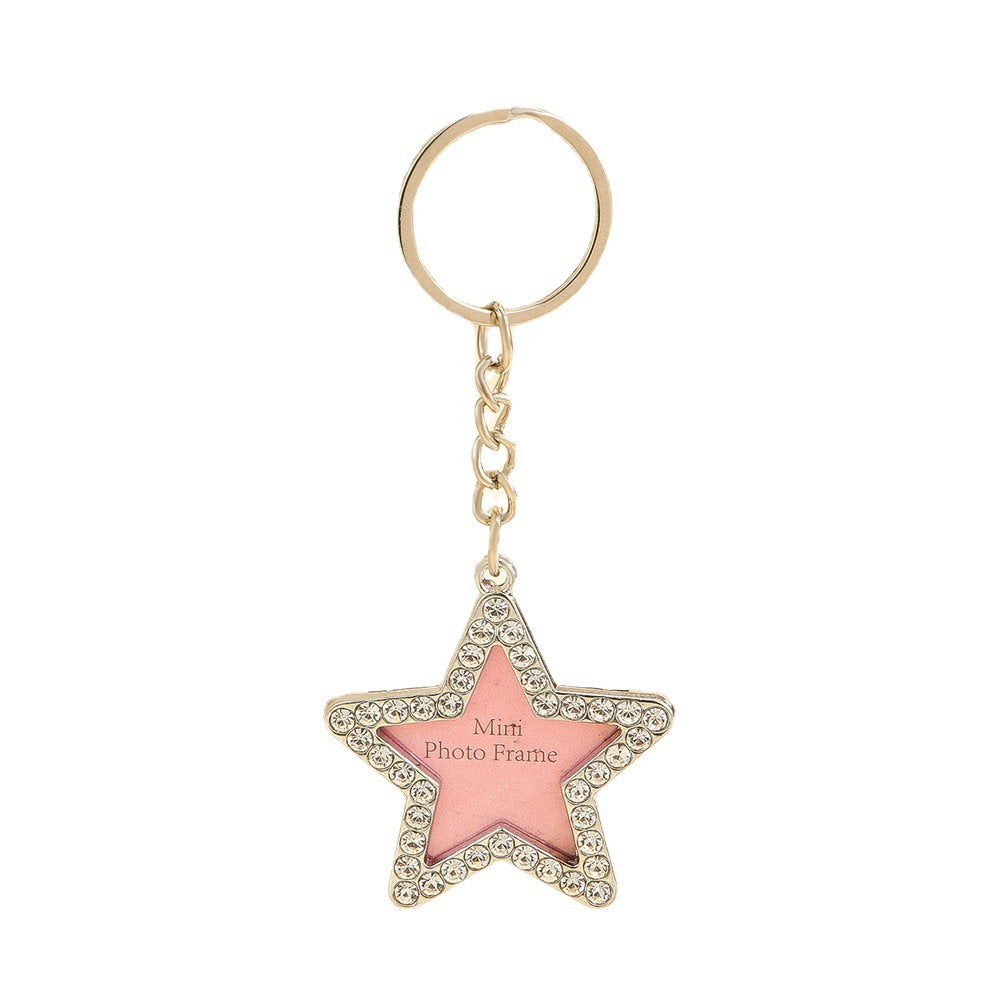 Wholesale Love Diamond-encrusted Metal Keychain That Can Hold Photos